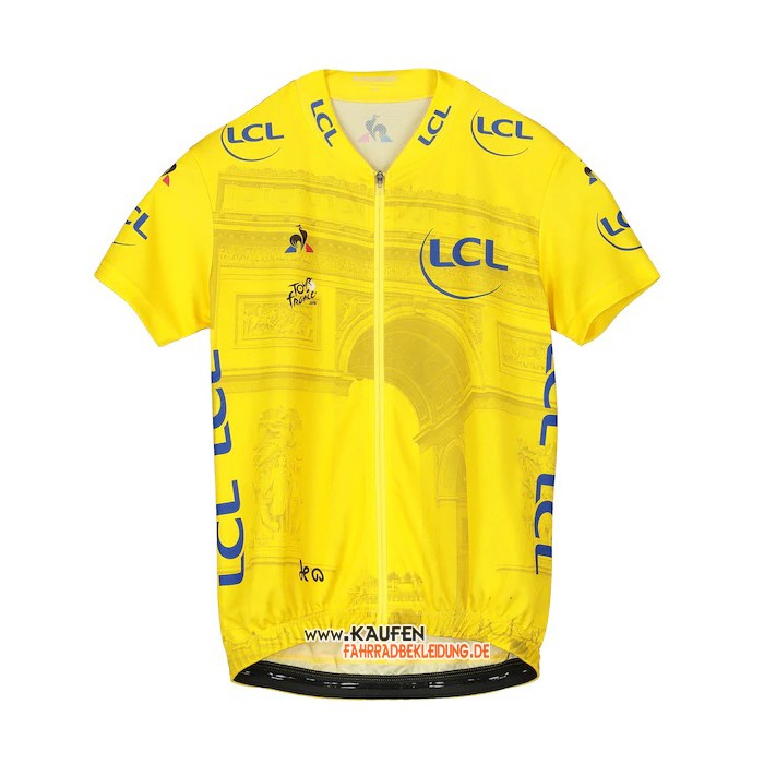 Tour de France Kurzarmtrikot 2019 und Kurze Tragerhose Gelb(2)